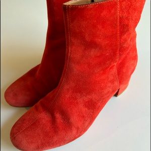 & Other Stories Red Suede Boots. Size 37